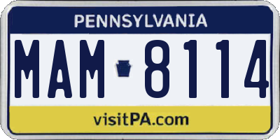 PA license plate MAM8114