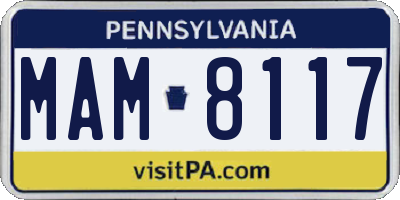 PA license plate MAM8117
