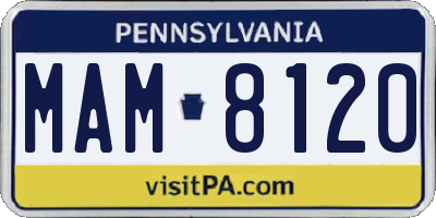 PA license plate MAM8120
