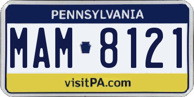 PA license plate MAM8121