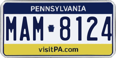 PA license plate MAM8124