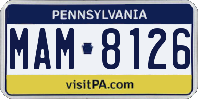 PA license plate MAM8126