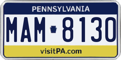 PA license plate MAM8130