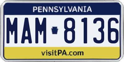 PA license plate MAM8136