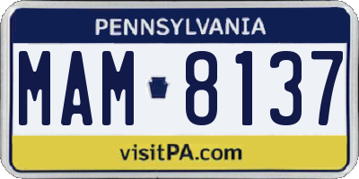 PA license plate MAM8137
