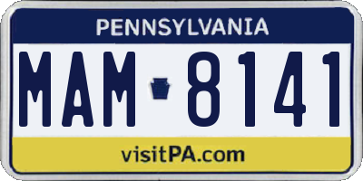 PA license plate MAM8141