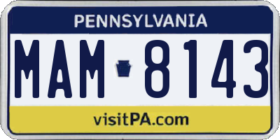 PA license plate MAM8143