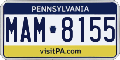 PA license plate MAM8155