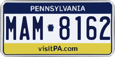PA license plate MAM8162