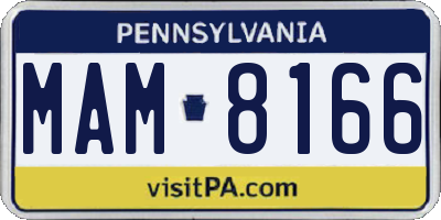 PA license plate MAM8166