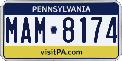 PA license plate MAM8174
