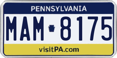 PA license plate MAM8175