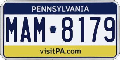 PA license plate MAM8179