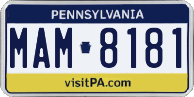 PA license plate MAM8181