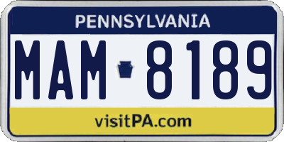 PA license plate MAM8189