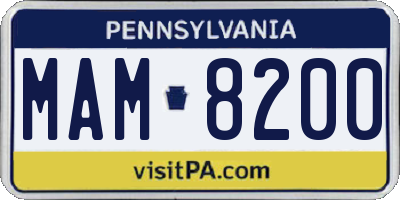 PA license plate MAM8200
