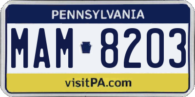 PA license plate MAM8203