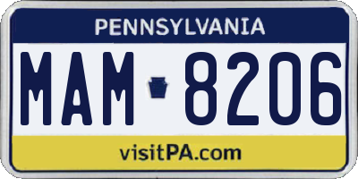 PA license plate MAM8206
