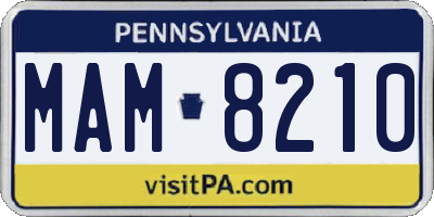 PA license plate MAM8210