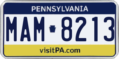 PA license plate MAM8213