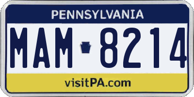 PA license plate MAM8214