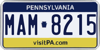 PA license plate MAM8215
