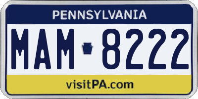 PA license plate MAM8222