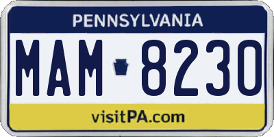 PA license plate MAM8230