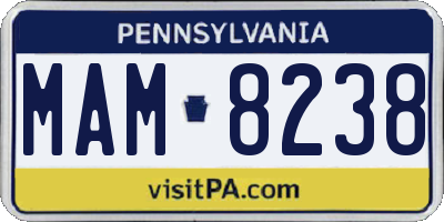 PA license plate MAM8238