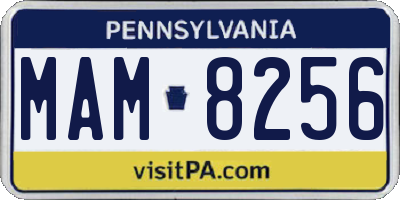 PA license plate MAM8256
