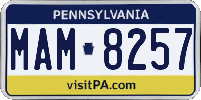 PA license plate MAM8257