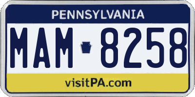 PA license plate MAM8258