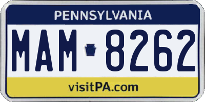 PA license plate MAM8262