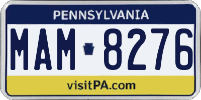 PA license plate MAM8276