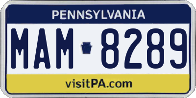 PA license plate MAM8289