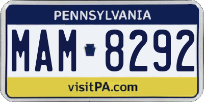 PA license plate MAM8292