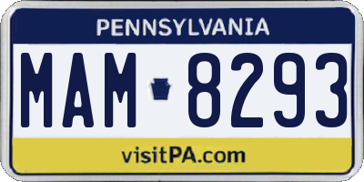 PA license plate MAM8293