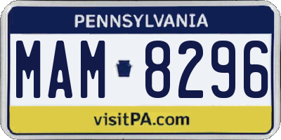PA license plate MAM8296