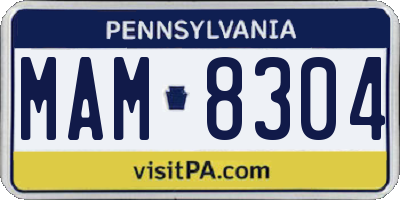 PA license plate MAM8304