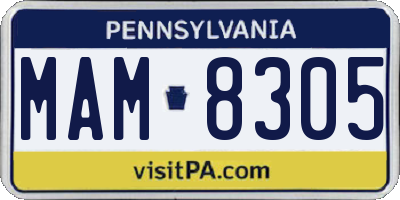 PA license plate MAM8305