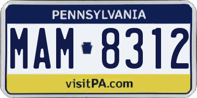 PA license plate MAM8312