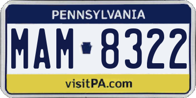 PA license plate MAM8322