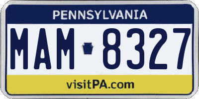 PA license plate MAM8327