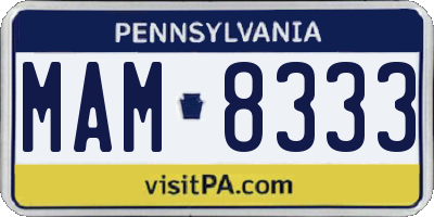 PA license plate MAM8333