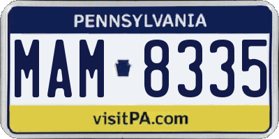PA license plate MAM8335