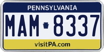 PA license plate MAM8337