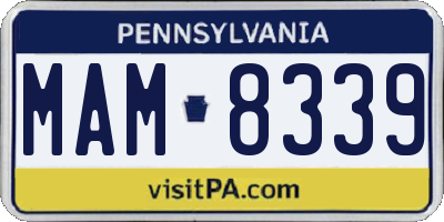 PA license plate MAM8339