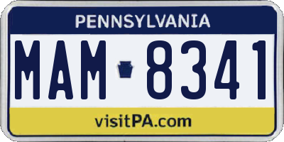 PA license plate MAM8341