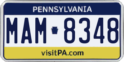 PA license plate MAM8348