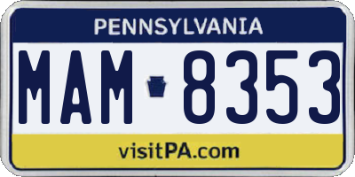 PA license plate MAM8353